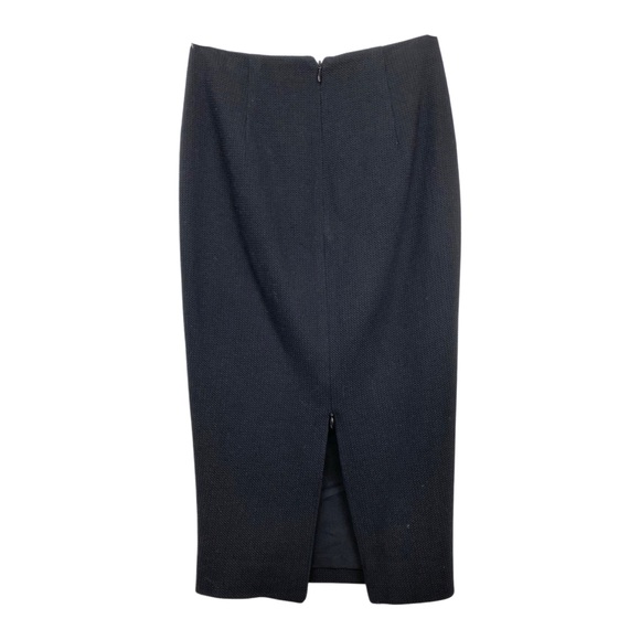 Intermix Jacquard Black High Waisted Pencil Skirt with Adjustable Slit - Picture 3 of 8